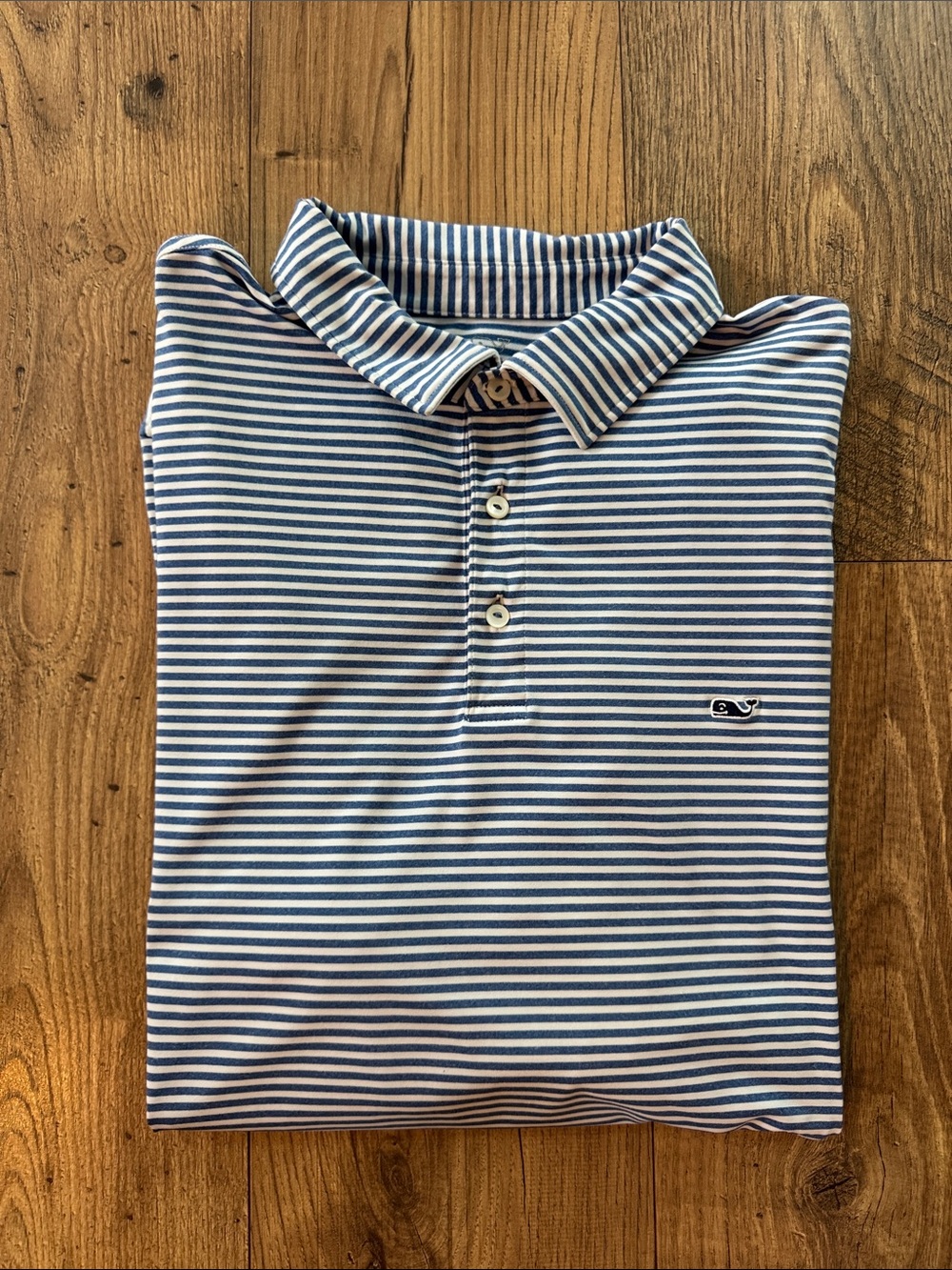 Vineyard Vines Blue and White Striped Performance Polo